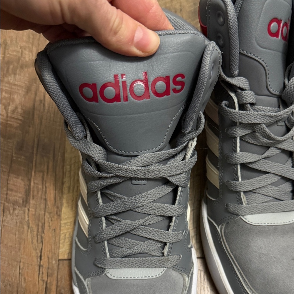 Adidas Men's Gray and Red High-Top Sneakers - Picture 2 of 6